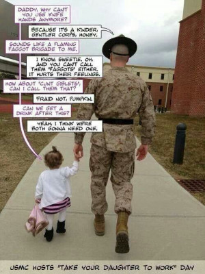 Funny USMC drill sergeant and his daughter