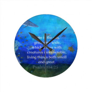 Nature Themed Bible Verses About Sea Genesis Round Wall Clock