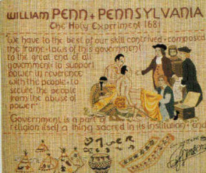 Holy Experiment panel from the Quaker Tapestry