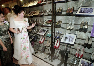 ... lady Imelda Marcos (second from left) and her famous shoe collection