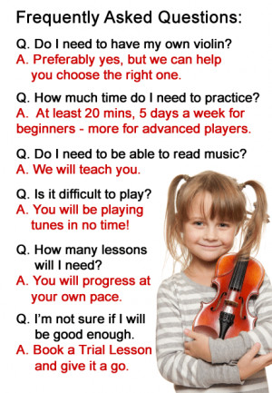 Singing Fiddles frequently asked questions on violin