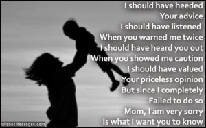 Beautiful apology poem to a mother from a son