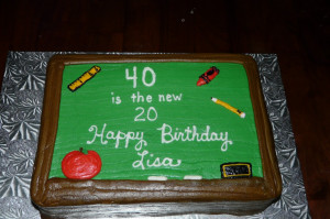 40th birthday cake for a school principal! Banana cake with fudge ...