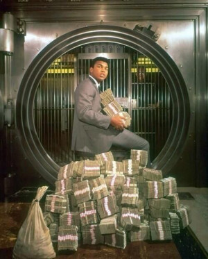 Muhammed Ali & a bank vault full of money. I don't know why this ...