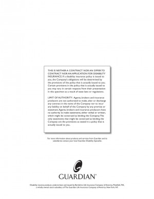 Guardian Provider Plus Disability Insurance Sample policy