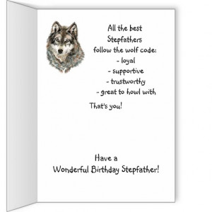 Happy Birthday Stepfather Humor Wolf, Wolves Greeting Card