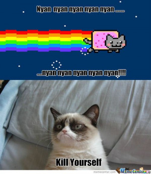 Girl On Fire Grumpy Cat | Nyan Cat And Grumpy Cat Meet