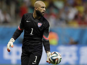 United States' goalkeeper Tim Howard gets ready to kick the ball ...