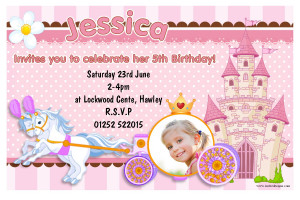 10 Personalised Princess Horse and Carriage Birthday Party Invitations