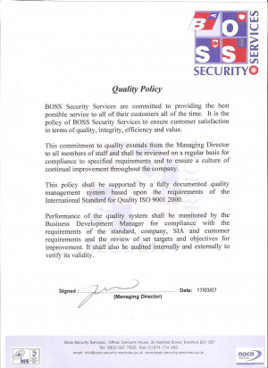 ISO 9001 Quality Policy Statement