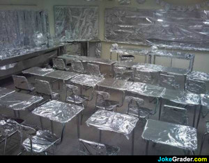 ... com FunnyPranks4 300x235 Classroom wrapped in foil prank. funny pranks