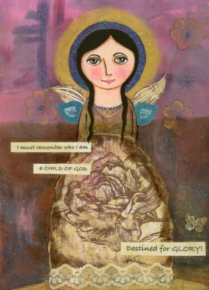 Destined for Glory Mixed Media Girl Painting with Inspirational Quote ...