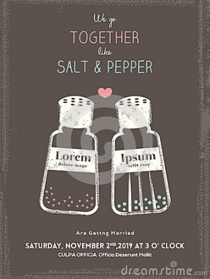 Cute salt and pepper wedding invitation card template vector ...