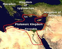 Map of eastern Mediterranean, showing the Ptolemaic Kingdom ...