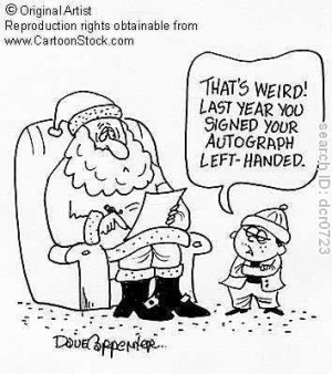 left-handed Santa