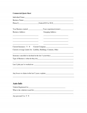 Commercial Auto Quote Sheet by Lucysiefker