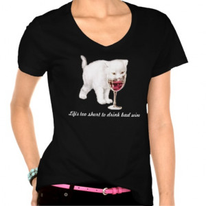 Women's Red Wine Cat Quote T-Shirt