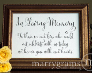 In Loving Memory Sign Table Card - Wedding Reception Seating Signage ...