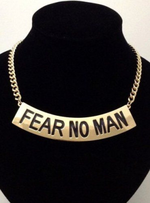 Fear No Man Necklace Statement Gold Chunky Armor Chain Pendant Rihanna ...