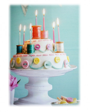 Creative Button Sewing Birthday Cake With CandlesSewing Cake, Buttons ...