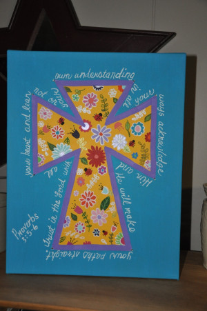 Canvas Painting Ideas With Bible Verses Hand painted cross-on canvas