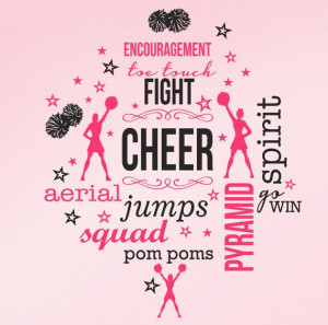Color Large Cheer Cheerleading Pom Poms Stars Subway Art Vinyl Wall ...