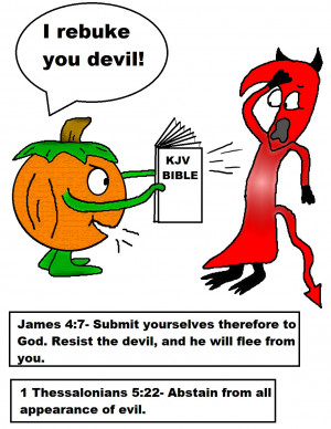 Pumpkin Coloring Pages Pumpkin Holding Bible Rebuking Devil Coloring ...