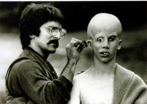 Tom Savini applies make-up to Ari Lehman, creating his vision of Jason ...