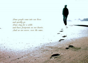 Footprints on our hearts - footprints, quote, alone, man, beach ...
