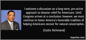 discussion on a long-term, pro-active approach to disaster relief ...