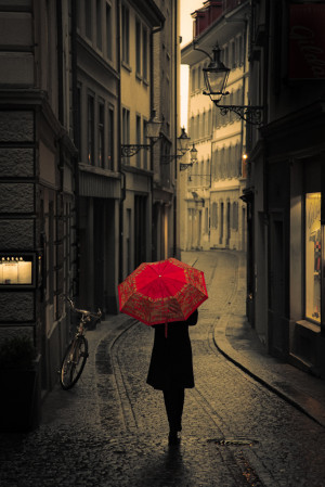 Red Umbrella in Lucerne, Switzerland