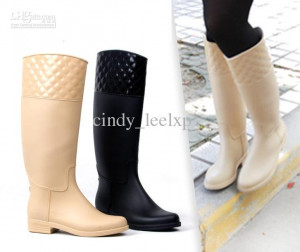 Wedge Heel Tall Women & Ladies' Rain Boots with Black color Knee High ...