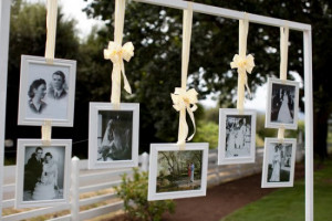 Decoração para bodas de prata com fotos do casal