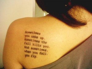 Quote Women Tattoo On Back Shoulder