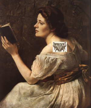 Romantic-era girl imprudently reading a novel