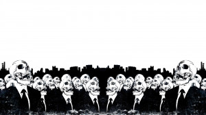 Skulls Suit Wallpaper 1600x900 Skulls, Suit, Skeletons, Monochrome