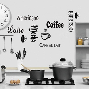 Details about LARGE Coffee Kitchen Wall Quote Stickers Cafe Vinyl Art ...