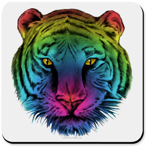 Gay Pride Rainbow Tiger Cork Bottom Coaster - Gay Pride Rainbow Tiger ...