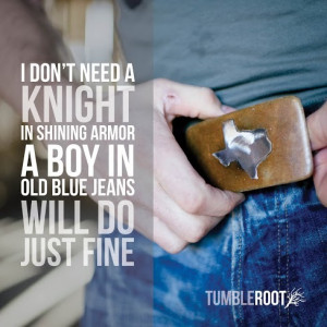 don't need a knight in shining armor. A boy in old blue jeans will ...