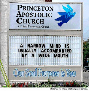 Hilarious sign: Funny church signs: Princeton Apostolic Church: A ...