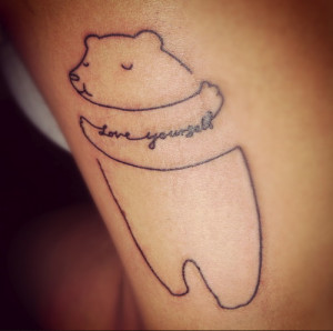 fuckyeahtattoos:this is my ‘love yourself’ teddy bear tattoo ...