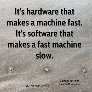 It's hardware that makes a machine fast. It's software that makes a ...