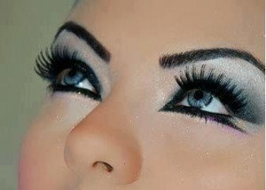 dramatic silver black eyeshadow double winged eyeliner :)
