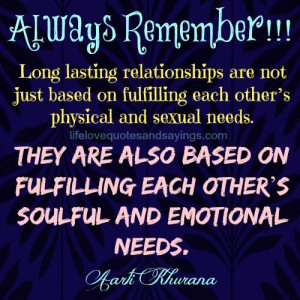 ... fulfilling each other’s soulful and emotional needs… Aarti Khurana