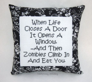 ... Stitch Pillow, Black And White Pillow, Zombies Quote, Walking Dead