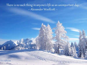 ... thing in anyone's life as an unimportant day. --Alexander Woollcott