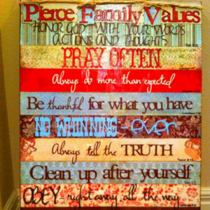 Family values board made with canvas, paper and the Cricut! There are ...