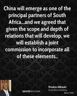 China will emerge as one of the principal partners of South Africa ...