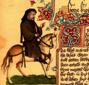 detail from a medieval manuscript of the Canterbury Tales