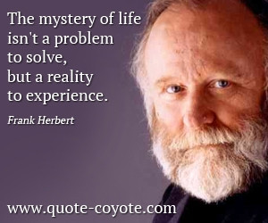 Experience quotes - The mystery of life isn't a problem to solve, but ...
